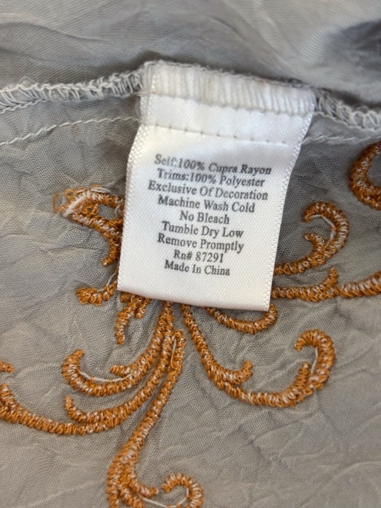 Johnny Was Grey Embroidered Tunic Top Small Bohemian Summer - Picture 6 of 6